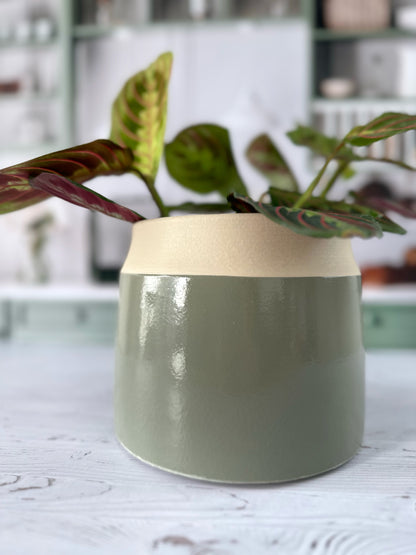 Cache-pot Bico – Beige & Vert Sauge